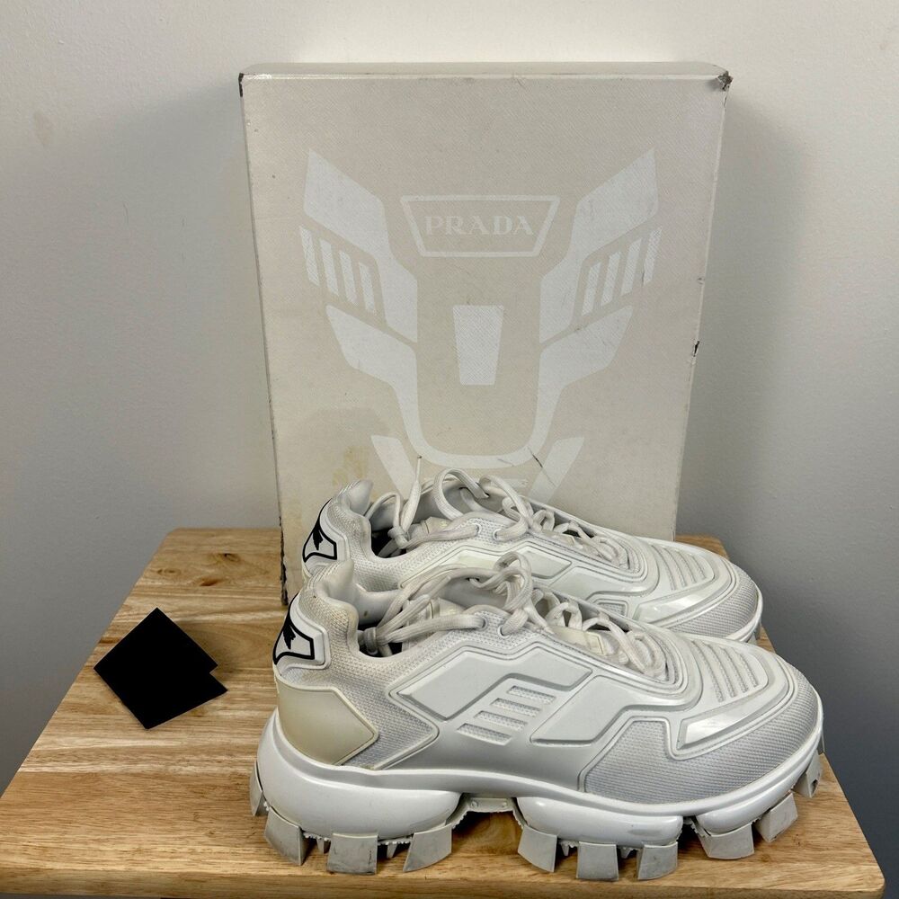Prada Cloudbust Thunder White Sneakers Men’s Sz 12 Est Italy Box Dust Bags